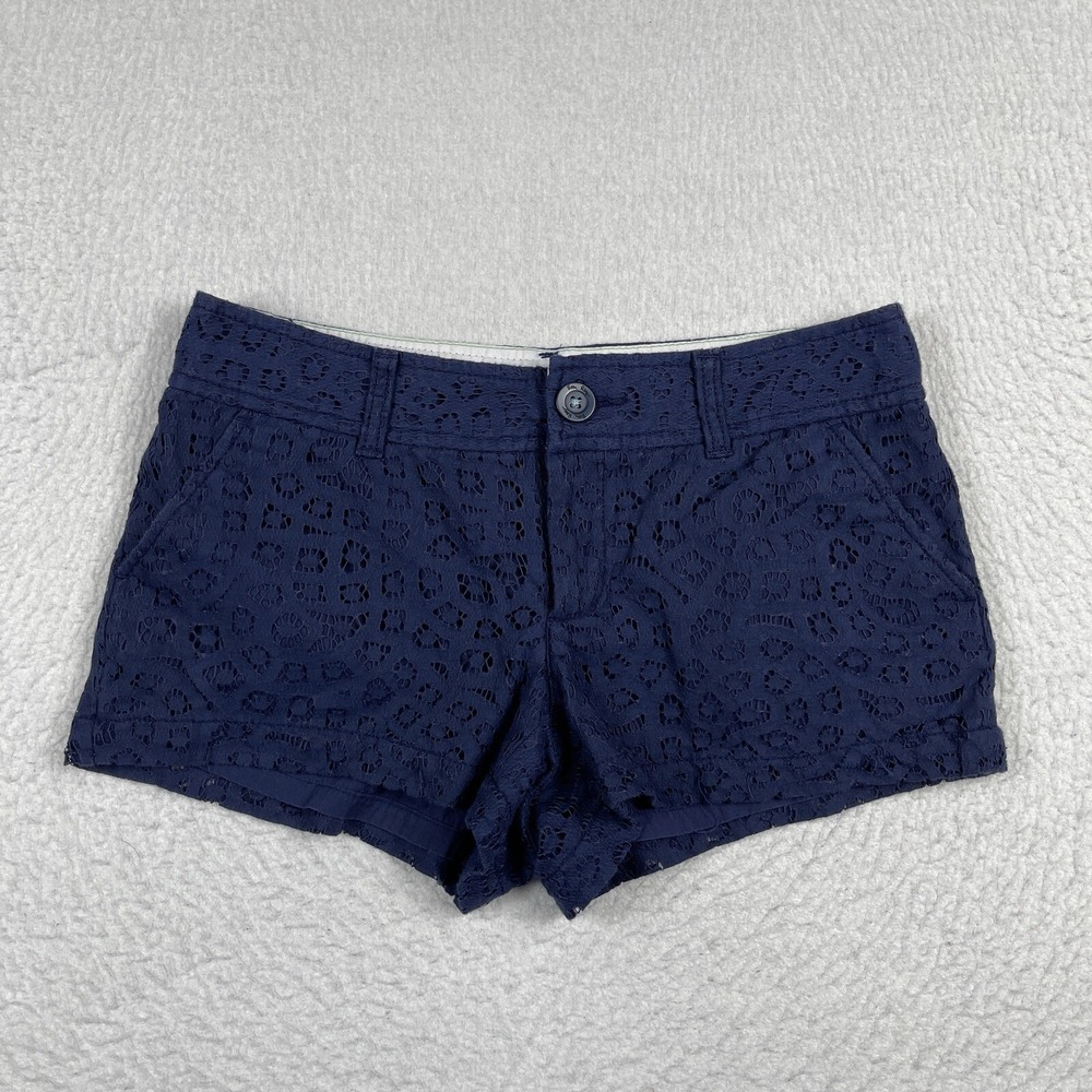 Lilly Pulitzer Shorts Womens Size 2 Blue Lace Walsh Short Preppy Travel Beach